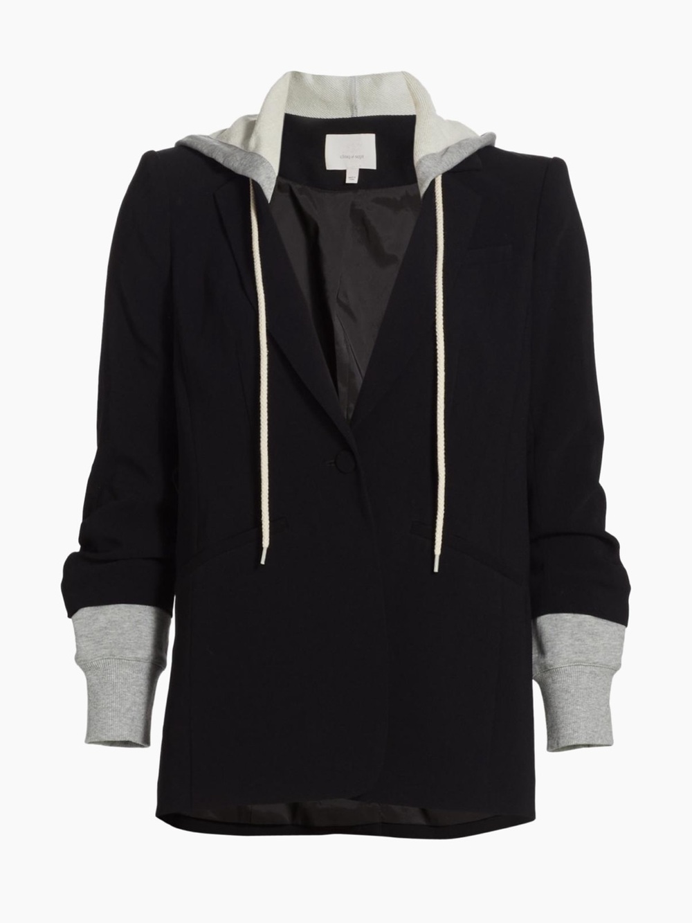 Cinq a Sept Khloe Hooded Blazer in Black/Gray NWT